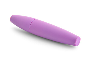 Stylish purple mascara isolated on white background