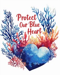 Ocean coral reef heart  - save the ocean