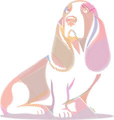 Elegant Basset Hound Dog Sketch in Stylized Design