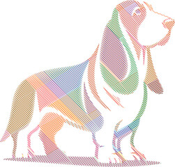 Elegant Basset Hound Dog Sketch in Stylized Design