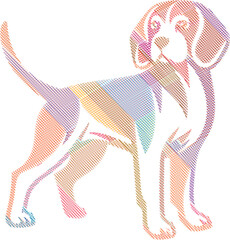 Beagle Dog in Stylized Line Art