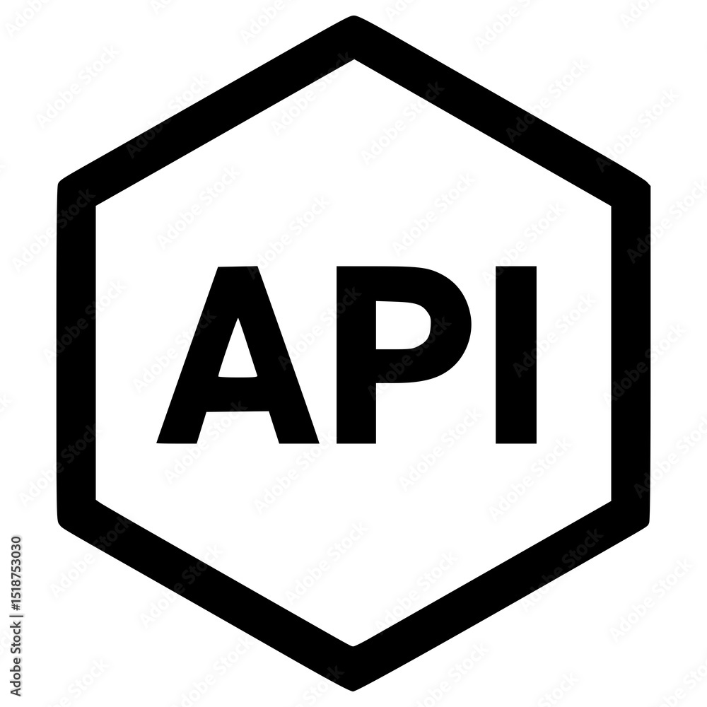Poster hexagonal icon representing api with bold letters