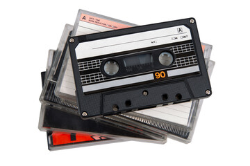 Stack of retro audio tapes