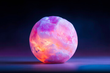 Futuristic glowing sphere with vibrant neon colors and reflections