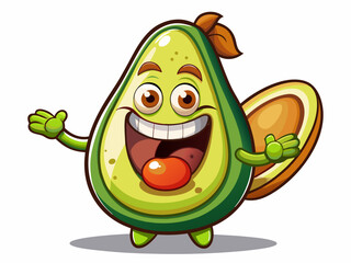 Fototapeta premium happy groovy avocado character with a smiling face Vector cartoon illustration perfect for kids’ products, food branding, fun stickers, and playful designs