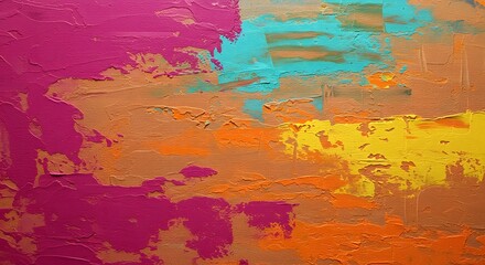 Fototapeta premium Vibrant Abstract Painting Bold Colors and Textured BackgroundStrokes