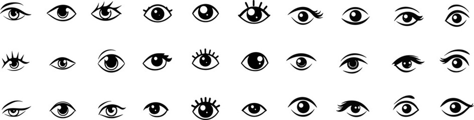 Eye icon set. Eyesight symbol. Simple eye collection isolated on white background.