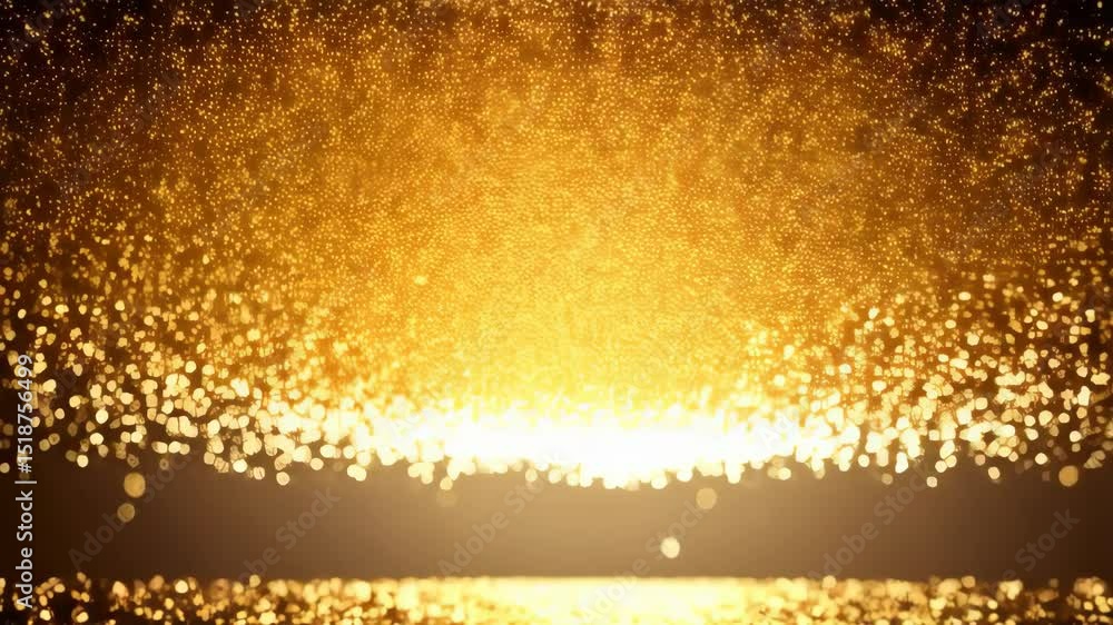 Poster elegant gold bokeh glitter effect background. sparkling, glowing particles shimmering and flowing in