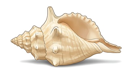 Naklejka premium Isolated Conch Shell Illustration on White Background