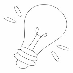 Light Bulb coloring page simple and minimal line art illustration on white background