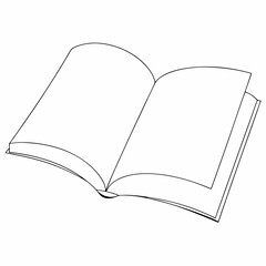 Open Book coloring page simple and minimal line art illustration on white background