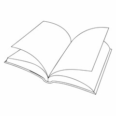 Open Book coloring page simple and minimal line art illustration on white background