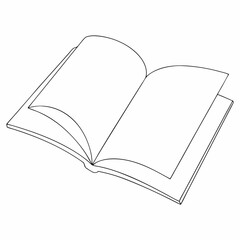 Open Book coloring page simple and minimal line art illustration on white background