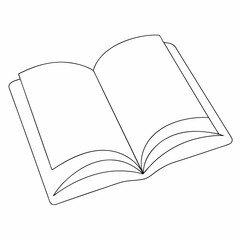 Open Book coloring page simple and minimal line art illustration on white background