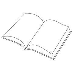 Open Book coloring page simple and minimal line art illustration on white background