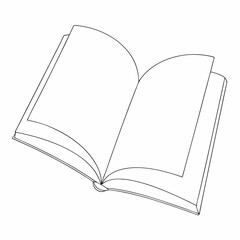 Open Book coloring page simple and minimal line art illustration on white background
