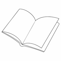 Open Book coloring page simple and minimal line art illustration on white background