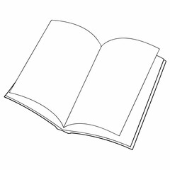 Open Book coloring page simple and minimal line art illustration on white background