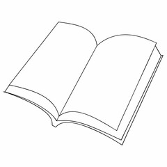 Open Book coloring page simple and minimal line art illustration on white background