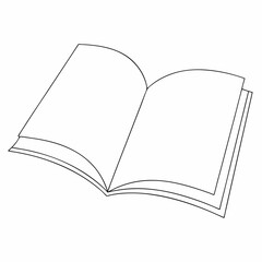 Open Book coloring page simple and minimal line art illustration on white background