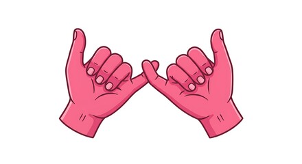 Obraz premium Making a Pinky Promise with Two Pink Hands Illustration