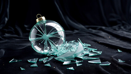 Shattered Teal Christmas Ornament on a Dark Background