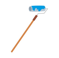 Illustration of a paint roller with blue paint on a white background