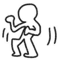 エネルギッシュなダンスシルエット　黒　シンプル　イラスト　線画　アイコン　素材