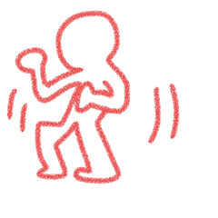 エネルギッシュなダンスシルエット　赤　シンプル　イラスト　線画　アイコン　素材