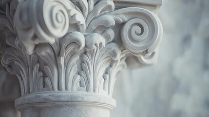Classic Architectural Column in Close-Up View, Elegant Stone Pillar in Historical or Modern Design 