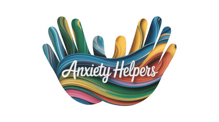 Obraz premium Two colorful hands forming a supportive gesture, symbolizing help and assistance for anxiety, promoting mental well being with vibrant and dynamic visual on a transparent background