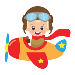 Cute little aviator boy vector cartoon illustration