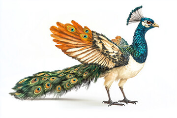Obraz premium male peacock with unique and colorful feathers, his head held high, symbolizes freedom