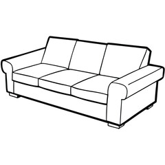 Illustration of a modern sofa isolated on transparent background