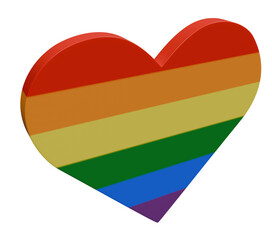 Pride heart shape colors rainbow LGBTQ concept 3d render