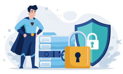 Digital Guardian: Cybersecurity, Data Protection & Network Security Illustration