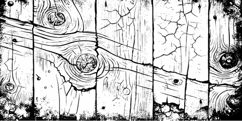 black and white showing the intricate details of wood grain, cracks, and rings, creating a visually striking abstract pattern. 