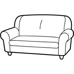 Illustration of a couch isolated on white background in black and white