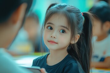 A young girl with thoughtful expression