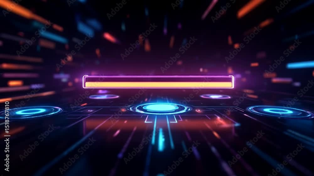Poster abstract data loading with digital interface and neon lines motion
