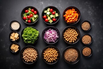 variety of bowls filled with different types of food