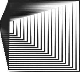 Square blended line effect. Geometric shape, digital, tech, media