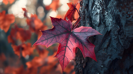 Fototapeta premium A leaf is on a tree branch