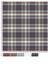 Detailed Plaid Fabric Swatch with Color Palette and Measurement Scale