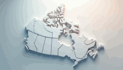 Three Dimensional White Model of Canada Map