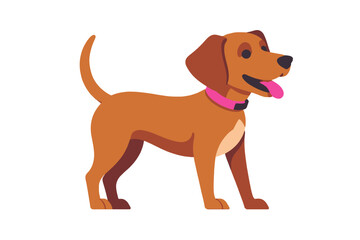 Cartoon Brown Dog with Pink Collar Vector Illustration - Cute Puppy Graphic for Kids - Dog Breed Clipart for Web Design and Pet Lovers
