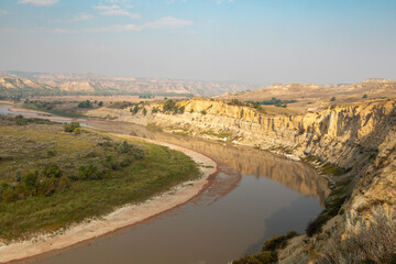 A Wide Bend in the Little Missouri River near Medora, North Dakota in the Theodore Roosevelt...
