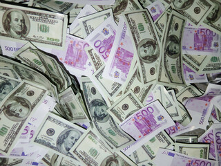 Money background Dollars Euro Banknotes