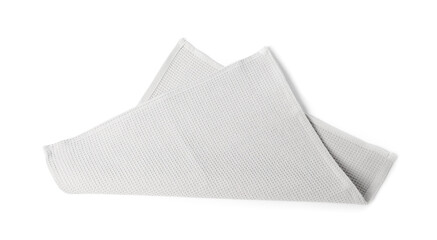 Fototapeta premium Clean light grey waffle towel isolated on white