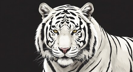 Obraz premium White Tiger Portrait on Black Background